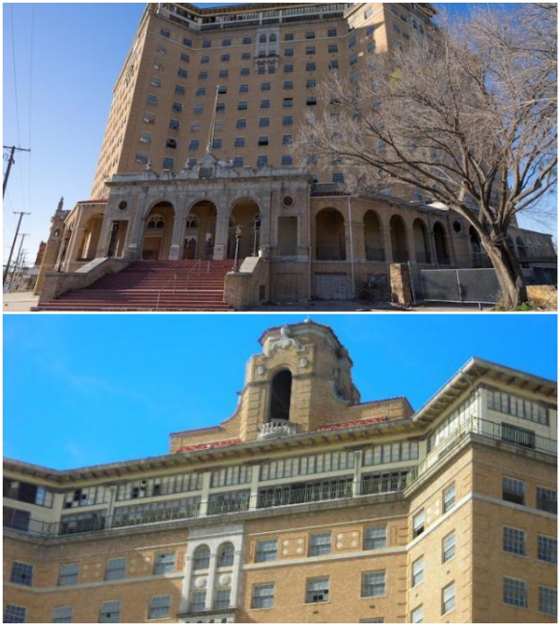 Благодаря тому, что отель-курорт Baker признан памятником архитектуры, его разрушение приостановилось (Минерал-Уэллс, США).