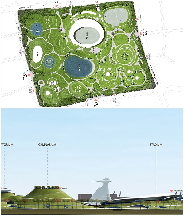 План-чертеж концепта Quzhou Sports Parkк (Китай). | Фото: worldarchitecture.org/ © MAD Architects.