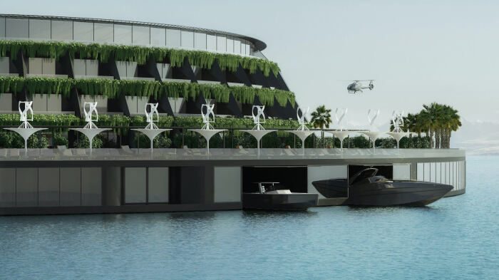Масштабное озеленение и грамотное использование потока морского бриза позволит свести к минимуму кондиционирования помещений (концепт Qatar's Eco-Floating Hotel). | Фото: © Hayri Atak Architectural Design Studio.