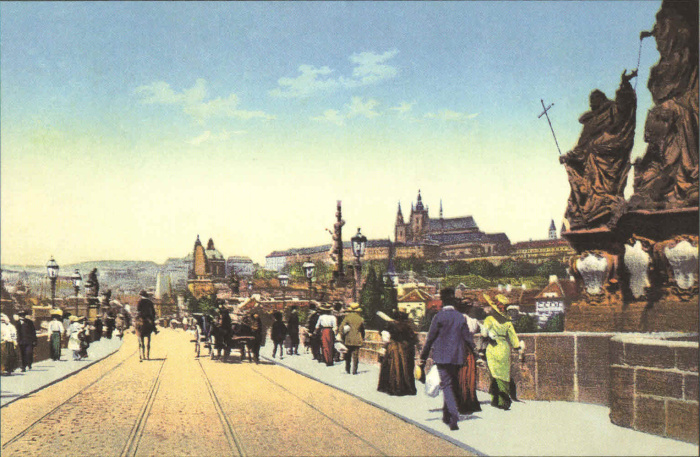 Ретро фотографии Карлова мост (вид на Градчаны, 1900 г.). | Фото: rovdyrdreams.com.