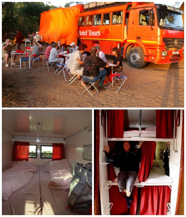 В спальных каютах оригинального хостела можно находиться только во время стоянок (Отель на колесах Rotel Tours).