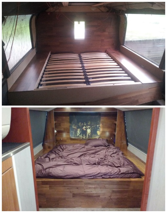 Спальню и всю мебель Рон Онруст сделал своими руками. | Фото: photos.google.com.
