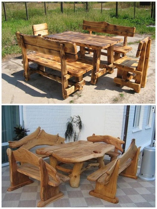Мебель из древесины – идеальный вариант садовой мебели. | Фото: pinterest.com.