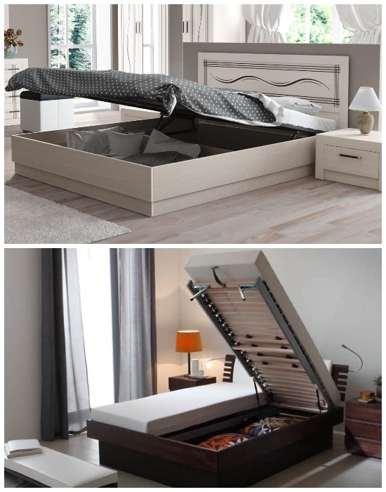 Различные варианты моделей кроватей с подъемным механизмом. | Фото: sl.dream-home-ideas.com.