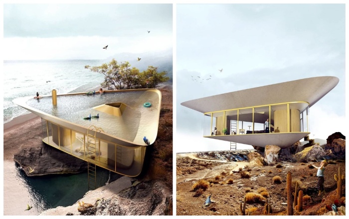 Концепция пляжного домика от студии от Anti Reality с бассейном на крыше (Summer House). | Фото: designyoutrust.com.