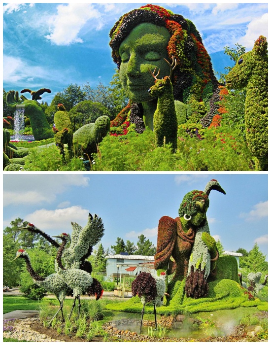 Живые скульптуры украшают всю территорию Монреальского ботанического сада. | Фото: planetofhotels.com.