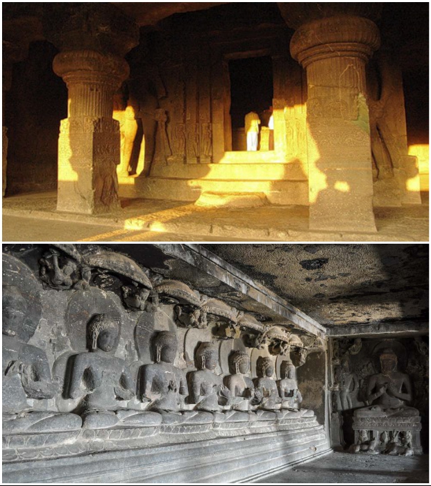 Буддистские пещеры Эллоры (Индия).