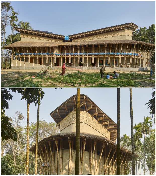 Реабилитационный центр Anandaloy был возведен традиционным способом, используя грязь и тростник (д. Рудрапуре, Бангладеш).