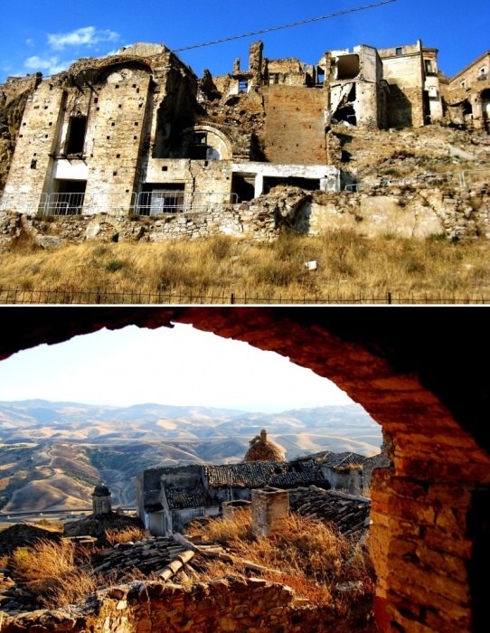 Развалины города-призрака стали местом притяжения любителей экстрима (Крако, Италия).