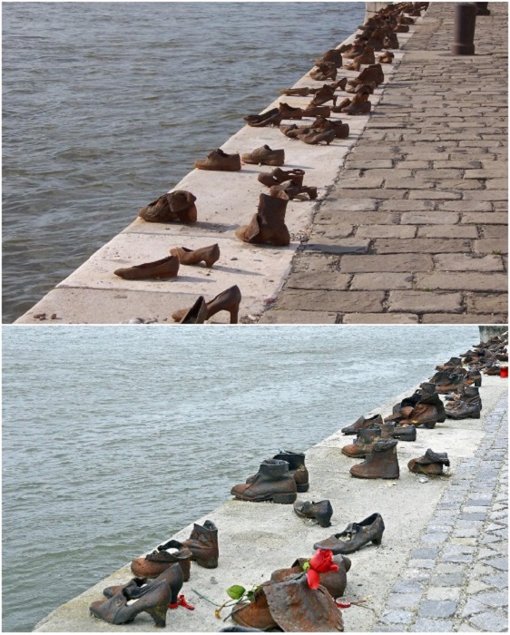 Невероятно реалистичный и пронзительный мемориал памяти жертв Холокоста на набережной Дуная (Венгрия).