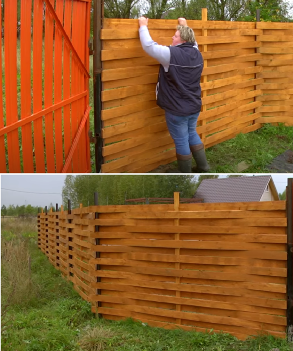 Многодетная мать сама построила деревянный плетеный забор: подробный фотоотчет
