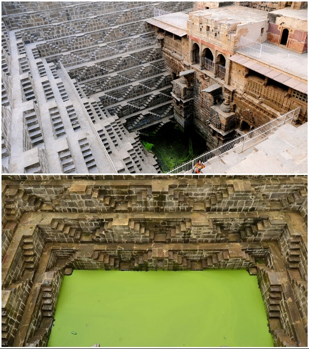 На 13 уровнях колодца создано около 3,5 тыс. ступеней (Чанд Баори, Индия).
