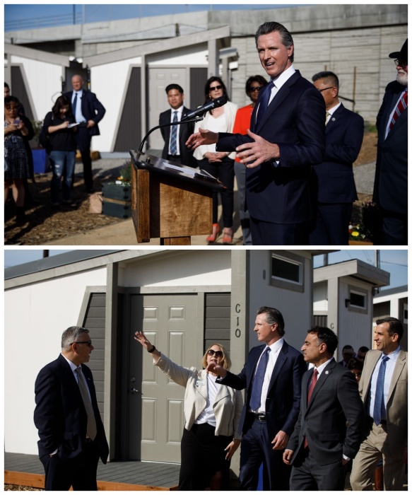 Губернатор Гэвин Ньюсом выступает во время мероприятия, посвященного открытию первого в Сан-Хосе жилого комплекса «Bridge Housing Community». | Фото: angphotos.smugmug.com.