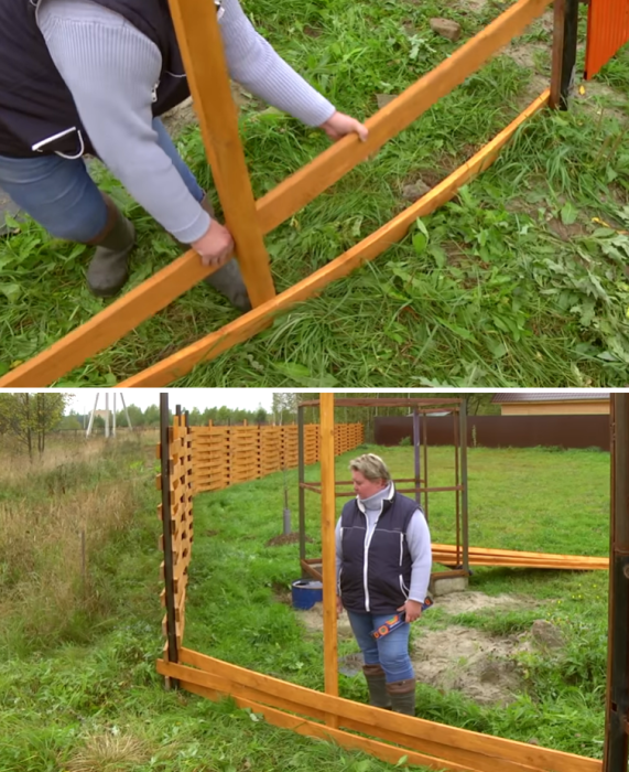 Многодетная мать сама построила деревянный плетеный забор: подробный фотоотчет