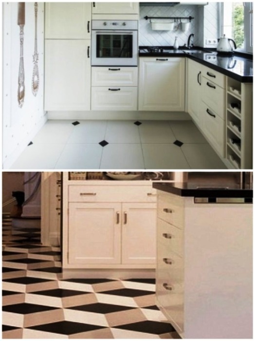 Напольная плитка тоже сможет украсить интерьер маленькой кухни и кардинально изменить пространственное восприятие. | Фото: mjenterprises.co. 