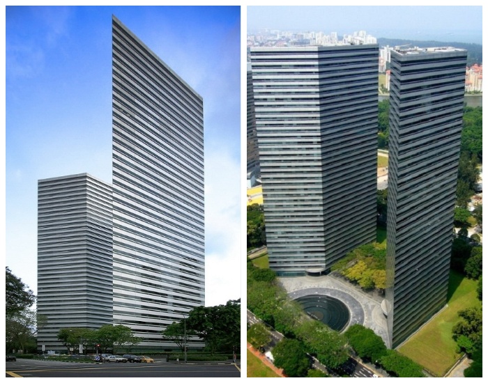 Ультрасовременный комплекс Gateway, который состоит из двух 37-этажных тонких небоскребов (Сингапур).