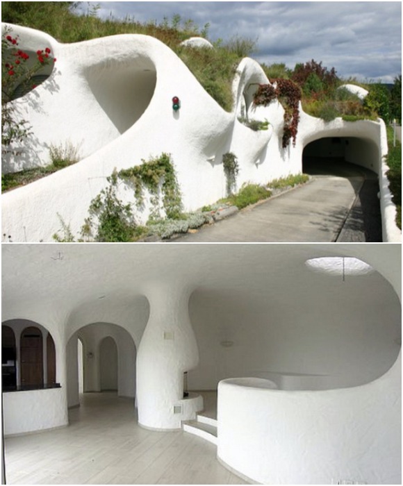 Обтекаемые формы фасада и внутреннего пространства (Nine House, Швейцария). 