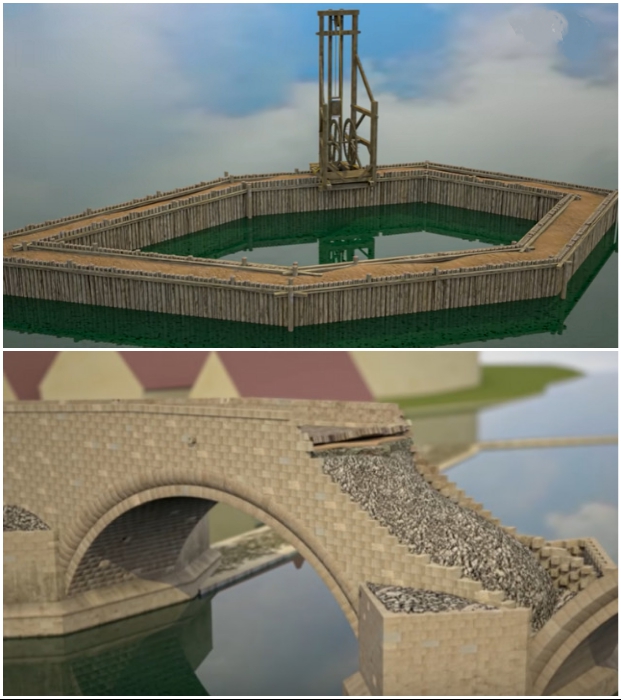 Цифровая модель строительства Карлова моста создана в рамках проекта Praha Archeologicka. © praha-archeologicka.cz.