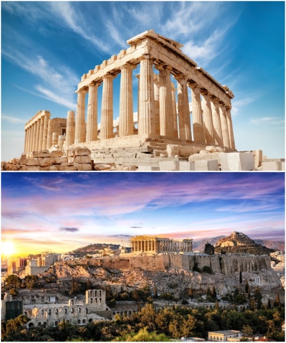 Парфенон строился в честь богини Афины-Паллады (Акрополь, Афины). | Фото: mymodernmet.com.