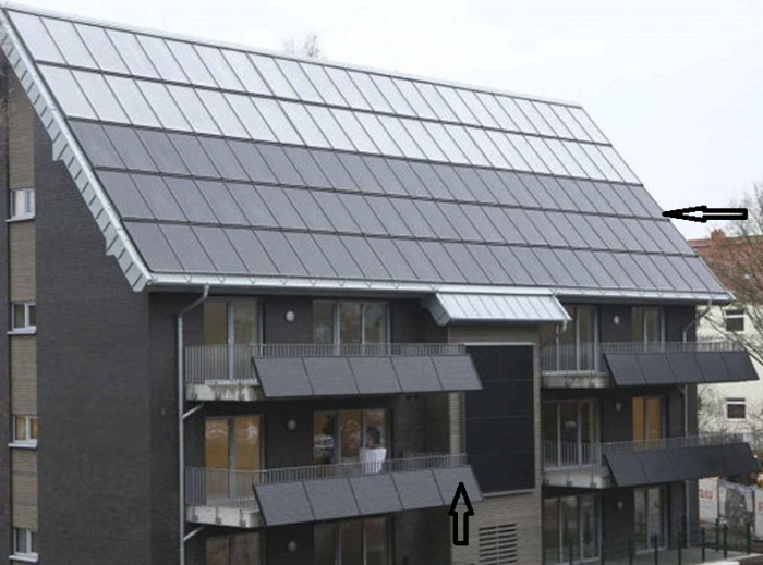 Системы солнечных батарей были установлены на южном скате крыши и даже на балконах дома «нулевой энергии» (Вильгельмсхафен, Германия). | Фото: finance.tut.by. 