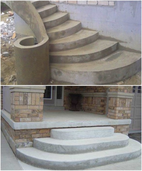 Крыльцо из бетона может быть любой формы. | Фото: vest-beton.ru.