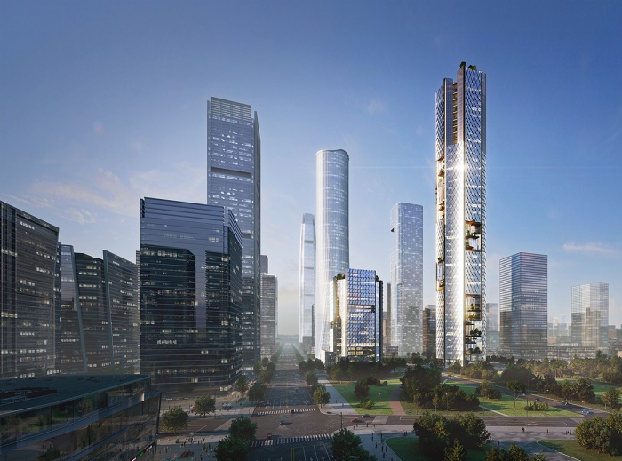 Рядом с небоскребом Nanjing Nexus будет построена башня-спутник высотой 100 метров (концепт). | Фото: skyscrapercity.com.