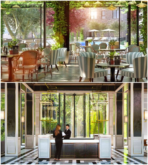 Общие зоны отдыха и работы для жильцов ультрасовременного комплекса «Посольский сад» (Лондон, Великобритания).