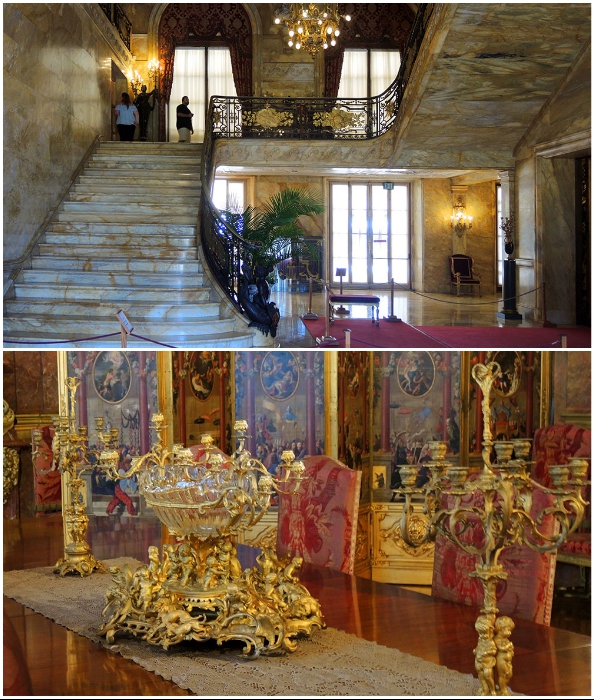 В оформлении интерьера Marble House преобладают мрамор и золото (Ньюпорт, США).