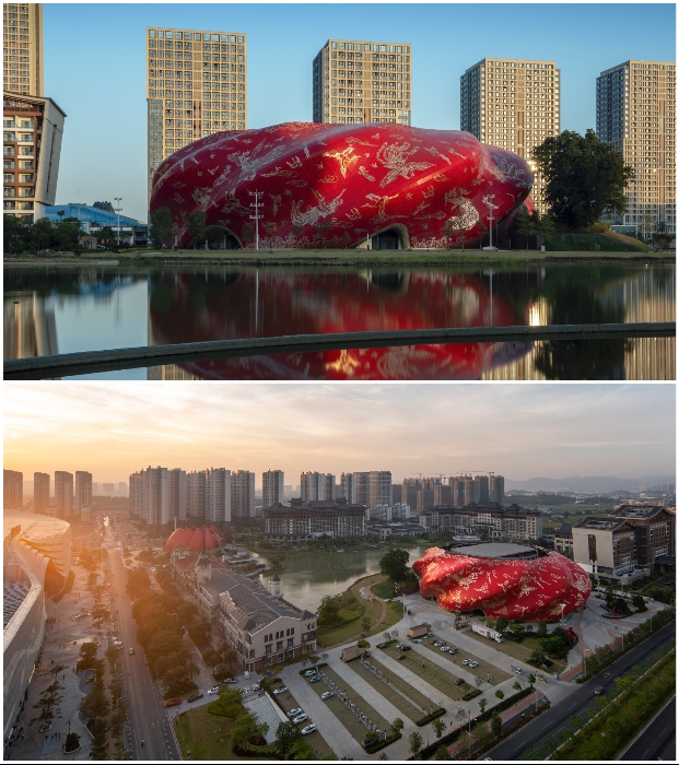 Футуристический театр Sunac Guangzhou Grand Theatre станет центром общественного пространства в новом районе Хуаду (Гуанчжоу, Китай).