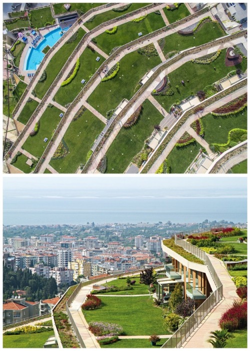 Крыша каждого яруса превращена в великолепные сады и лужайки для последующего уровня (ЖК «Висячие сады», Турция). | Фото: arch-sochi.ru.