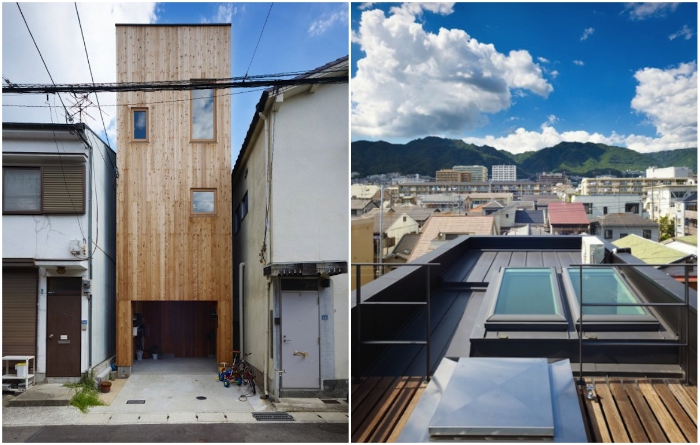 Нехватка окон на фасаде дома компенсируется окном-люком на крыше (Nada, Япония). | Фото: kenh14.vn.
