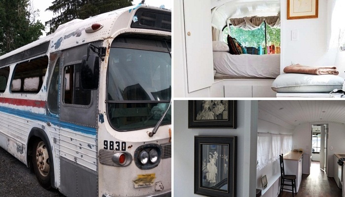 За три года старый автобус превратили в стильный и комфортный дом на колесах («Greyhound»).
