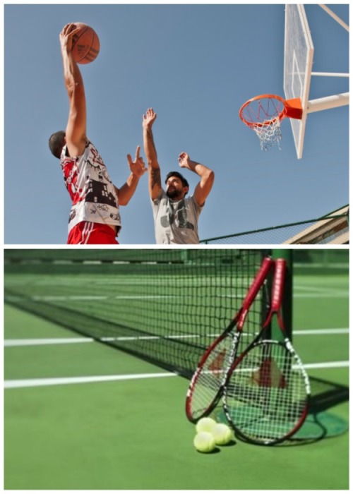 Для любителей активного отдыха организовали баскетбольную площадку и теннисный корт (ЖК «Висячие сады», Турция). | Фото: tanyer.com.