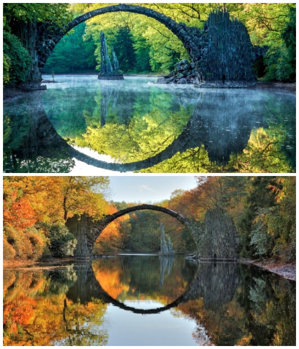 Один из самых красивых и загадочных мостов Саксонии (Ракотцбрюке, Германия).