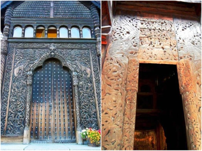 Вход в храм изысканно декорировали резьбой с растительным орнаментом или языческими символами. | Фото: dom.ukr.bio.