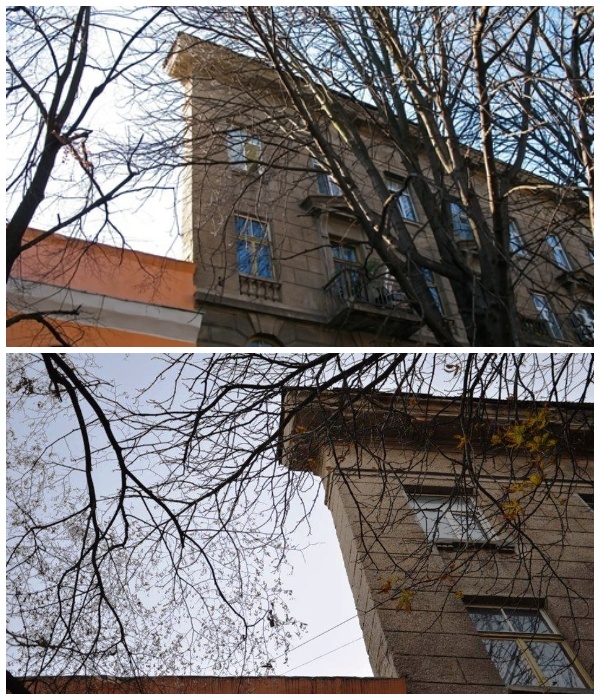 Дом-стена в Одессе, построенный в 1937 году архитекторами Минкусом и Шаповаленко (Украина).