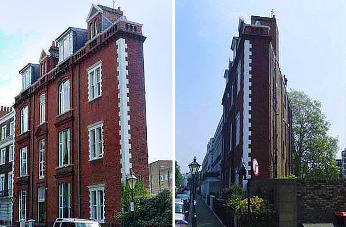«Дом-картонка» в Лондоне имеет западный торец лишь 2,1 метра (Великобритания).
