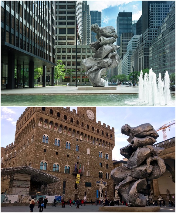 Скульптура Урса Фишера была установлена в Нью-Йорке возле Seagram Plaza и во Флоренции на старинной площади Piazza della Signoria («Большая глина № 4»).