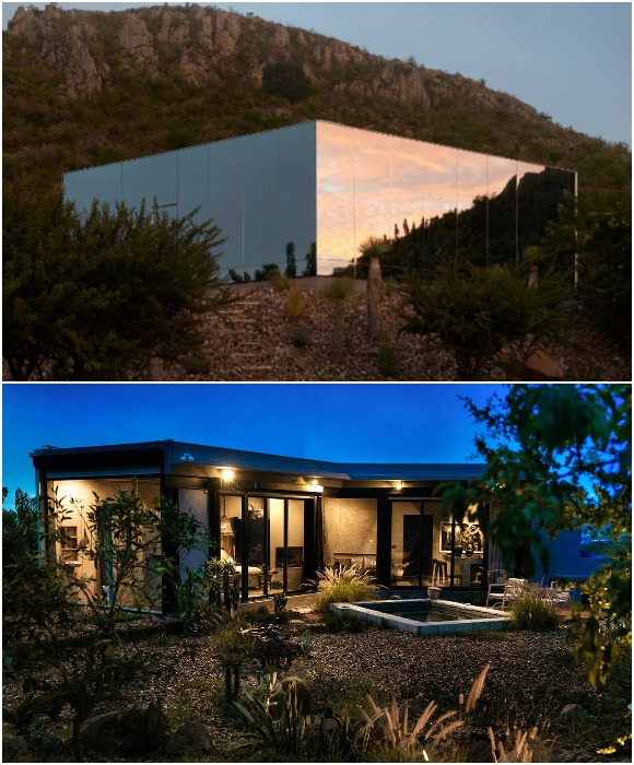 Дом имеет V-образную форму, повторяющую очертания склона (Casa Eterea, Мексика).