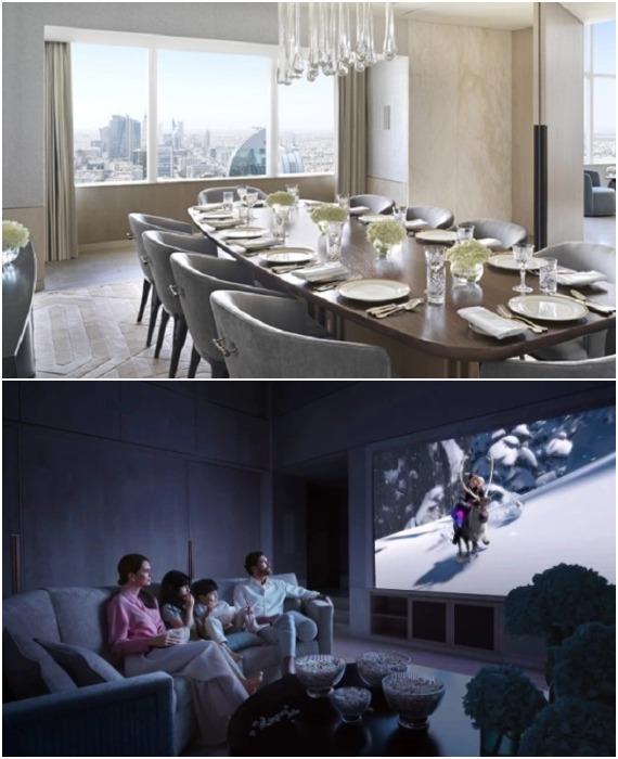 В просторных номерах отеля Four Seasons Riyad есть все необходимое для комфортной жизни большой семьи (Kingdom Center Tower, Эр-Рияд).
