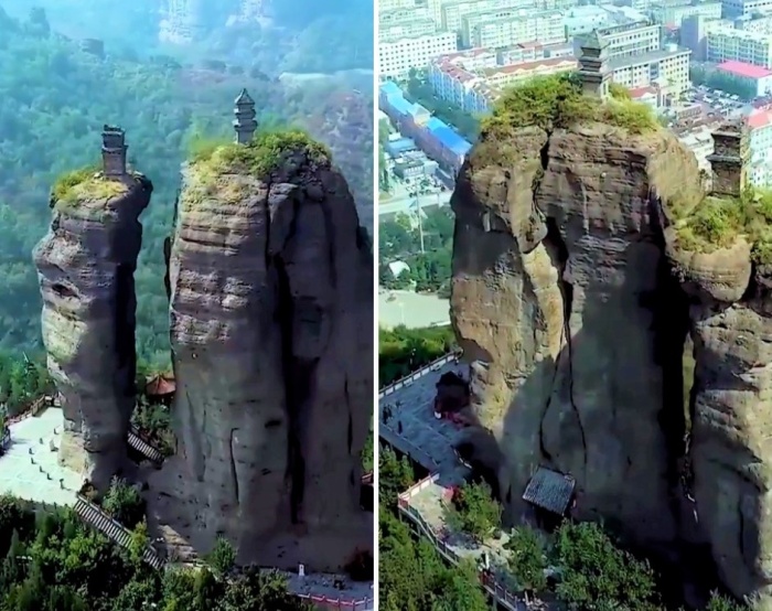 Гора «Двойных пагод»: место, где сплелись воедино природа и загадочная архитектура (курорт Чэндэ, Китай).