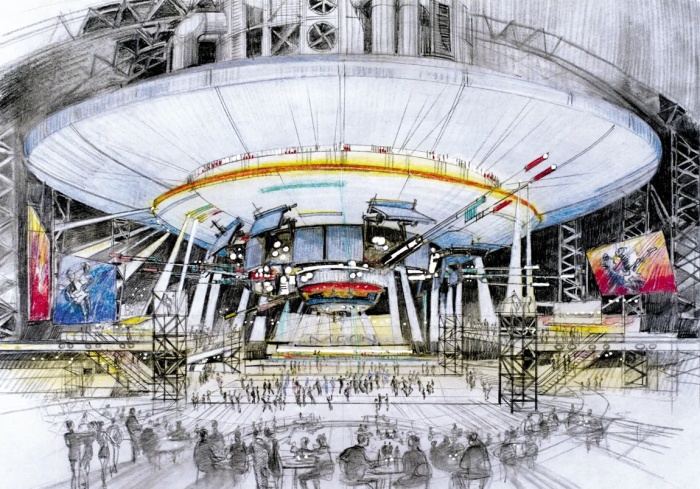 Ночной клуб с «космическим кораблем пришельцем» рассчитан на 10 тысяч посетителей (эскиз Moon World Resorts). | Фото: yankodesign.com.