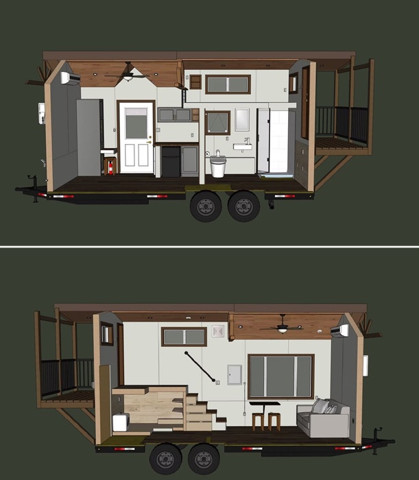 Жилое пространство The Spruce распределено на двух уровнях.