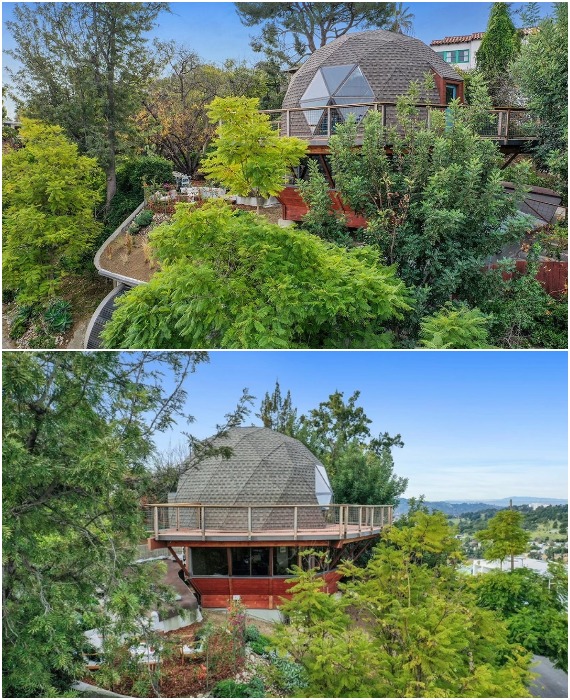 За новаторский купольный дом вместе с участком и гостевым домиком 1920 года просят чуть более 1,7 миллиона долларов (Geodesic Dome House, Лос-Анджелес).