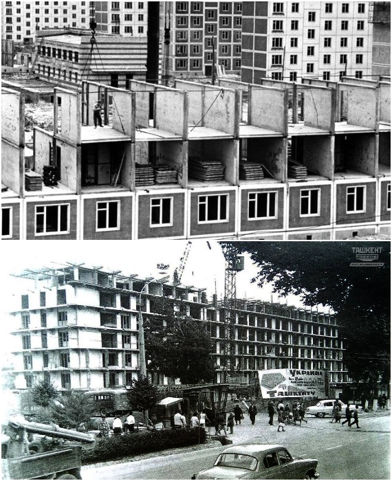В брежневские времена строили панельные жилые дома этажностью от 9 до 16 этажей. 