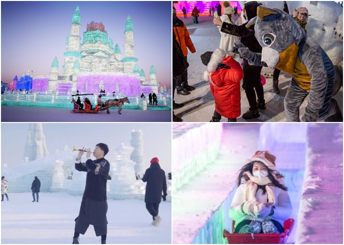Многотысячную компанию посетителей ежедневно ждут незабываемые впечатления и развлечения (Harbin Ice-Snow World, Китай).
