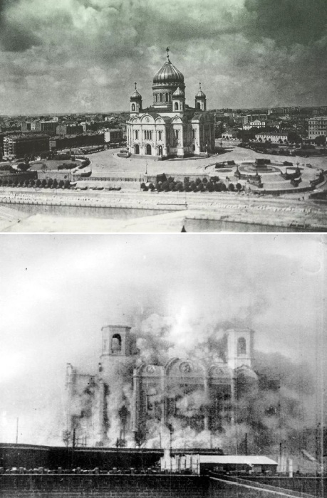 Ради строительства Дворца Советов был взорван Храм Христа Искупителя – один из крупнейших православных соборов мира.