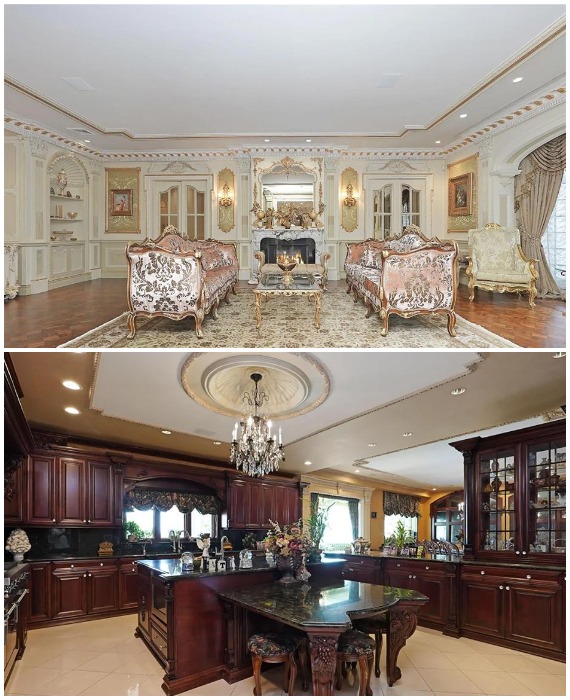 Семейная гостиная и не менее роскошная кухня в «Белом доме», который так мечтал обустроить мафиози.