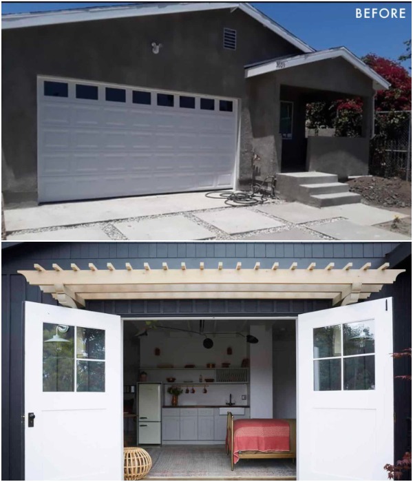 Основательный гараж на две машины также можно превратить в уютный и даже просторный дом (работа Эмили Хендерсон и Шанти Виджая).