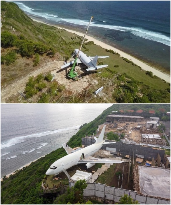 Авиалайнер нашел свое последние пристанище на краю утеса высотой в 150 метров над побережьем Индийского океана (Индонезия, о. Бали).